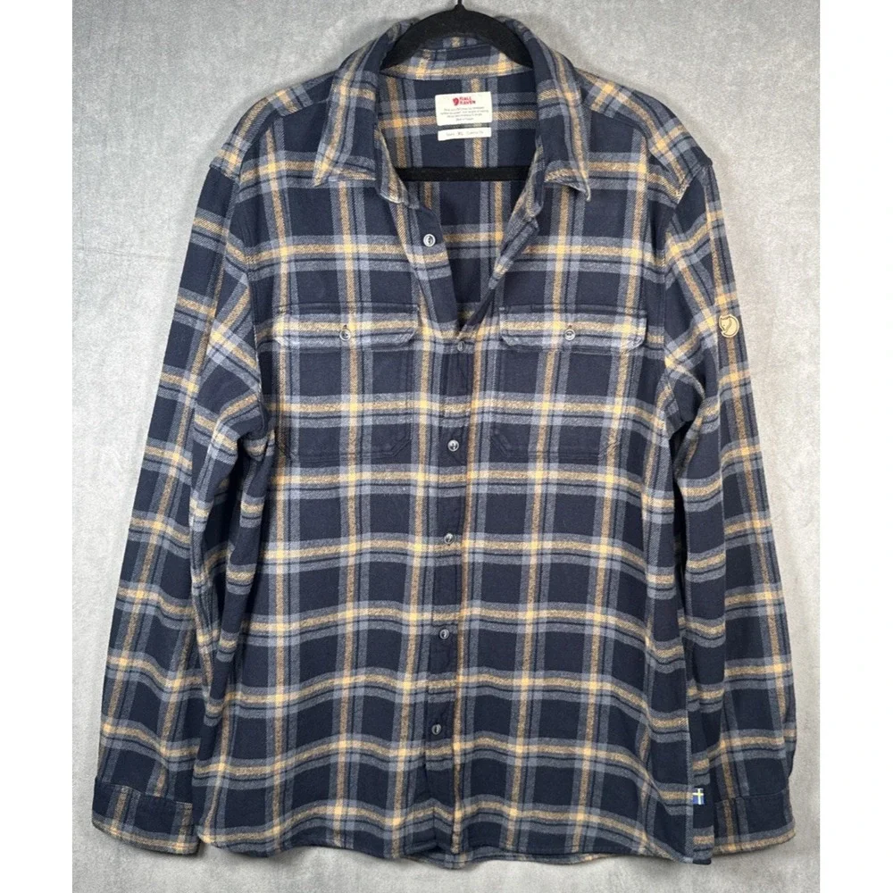 Fjallraven Ovik Heavyweight Flannel Shirt Men's XL Comfort Fit Plaid Cotton